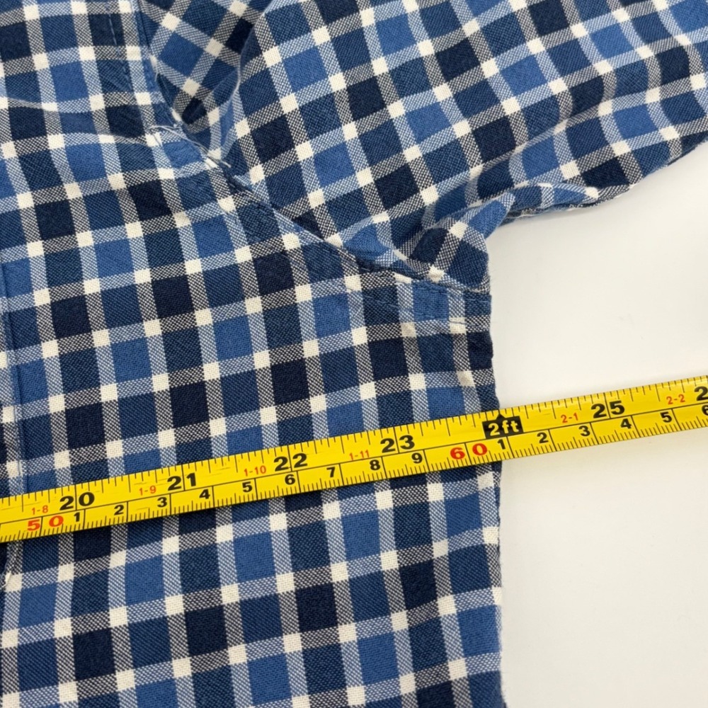 LL Bean Mens Slightly Fitted Gingham Check Cotton Button Down Shirt Blue L - Picture 8 of 9